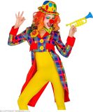 Widmann - Clown & Nar Kostuum - Moema De Geinige Clown Slipjas Geblokt Vrouw - Blauw - Small - Carnavalskleding - Verkleedkleding