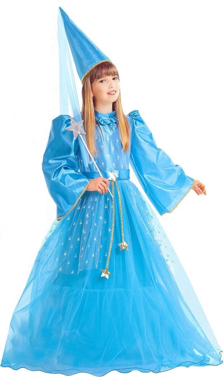 Widmann - Elfen Feeen & Fantasy Kostuum - Magische Fee Saltimbanco Kostuum Meisje - Blauw - Maat 158 - Carnavalskleding - Verkleedkleding