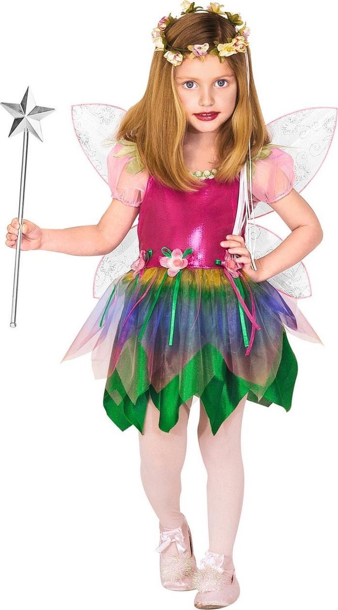 Widmann - Elfen Feeen & Fantasy Kostuum - Regenboog Fee Wendy Wens - Meisje - Multicolor - Maat 116 - Carnavalskleding - Verkleedkleding