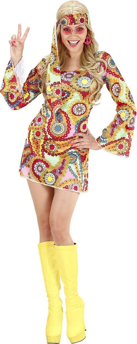 Widmann - Hippie Kostuum - Hippie - Meisje Vrouw - Multicolor - XL - Carnavalskleding - Verkleedkleding