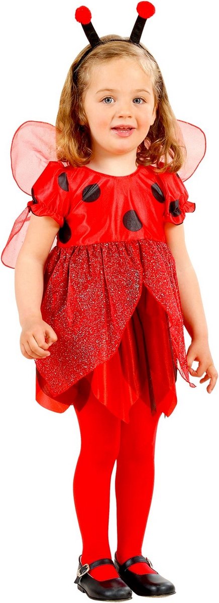 Widmann - Lieveheersbeest Kostuum - Lieveheersbeestje Met Voelsprieten - Meisje - Rood - Maat 98 - Carnavalskleding - Verkleedkleding