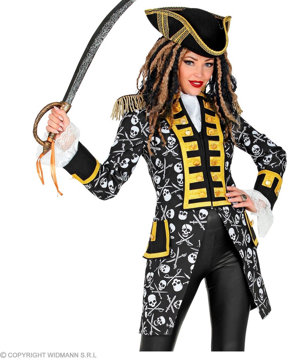 Widmann - Piraat & Viking Kostuum - Plaag Van De Zee Piraat Vrouw - Zwart / Wit - Large - Carnavalskleding - Verkleedkleding