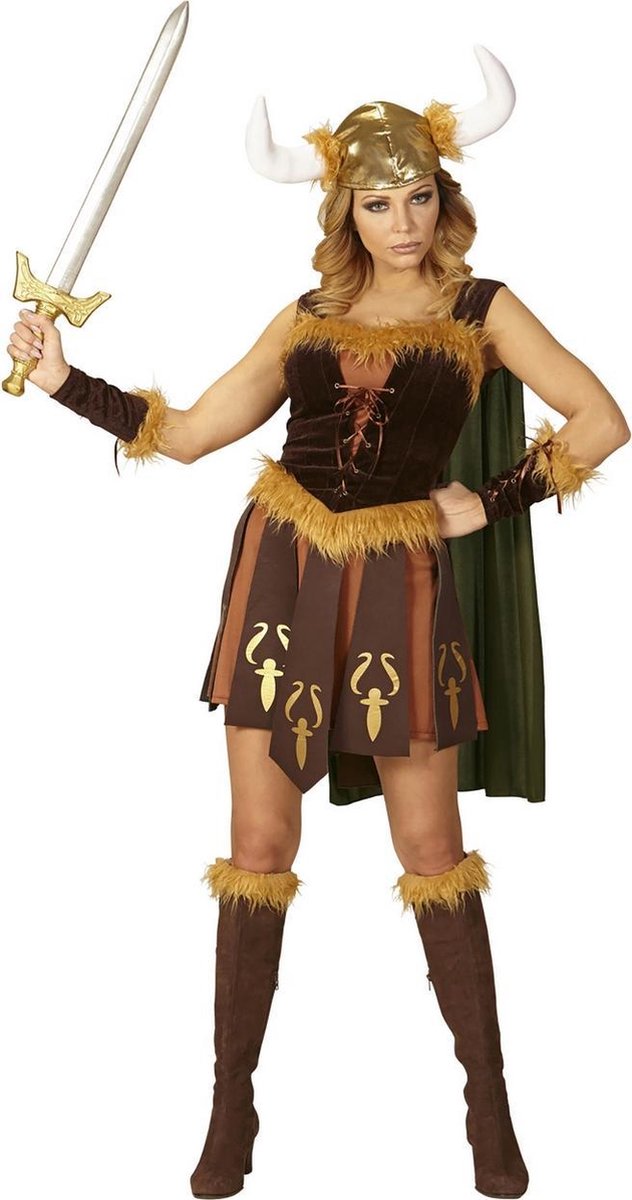 Widmann - Piraat & Viking Kostuum - Viking Sigursdottir - Vrouw - Bruin - Small - Carnavalskleding - Verkleedkleding