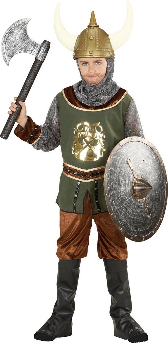 Widmann - Piraat & Viking Kostuum - Woeste Viking Kind Kostuum Jongen - Groen - Maat 140 - Carnavalskleding - Verkleedkleding