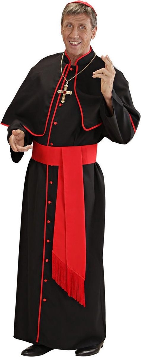 Widmann - Religie Kostuum - Kardinaal Luxe St Pieter Kostuum Man - Rood, Zwart - Medium - Carnavalskleding - Verkleedkleding