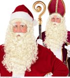 Widmann - Sinterklaas Kostuum - December Set Sinterklaasbaard En Pruik - Wit / Beige - Kerst - Verkleedkleding