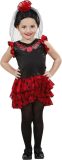 Widmann - Spaans & Mexicaans Kostuum - Signorita Carmen Spaanse Flamenco Dame - Meisje - Rood, Zwart - Maat 104 - Carnavalskleding - Verkleedkleding