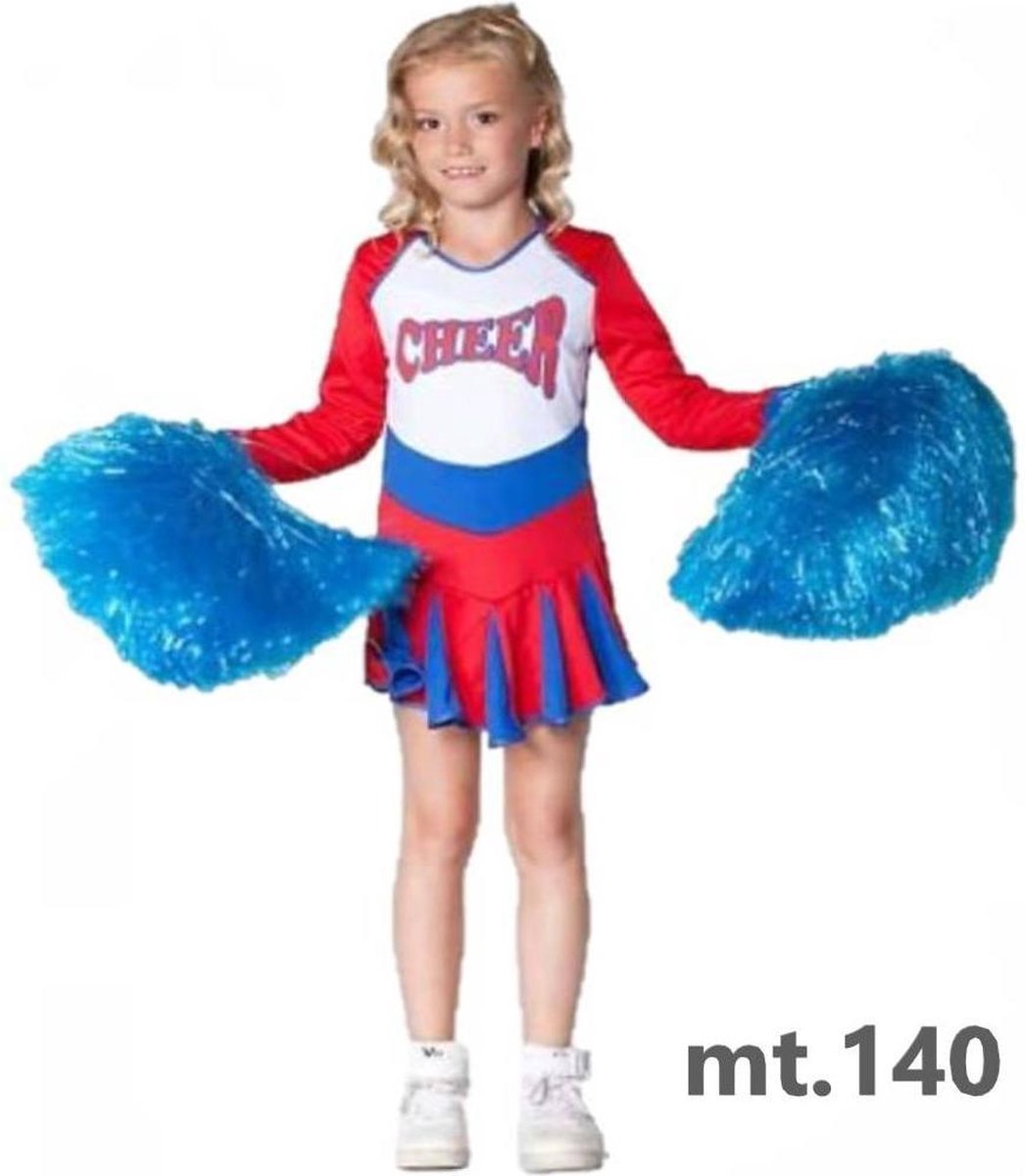 Witbaard - Kostuum - Cheerleader - Rood/wit/blauw - mt.140