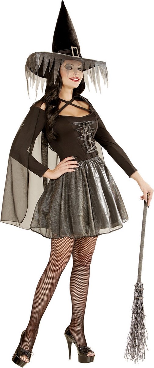 Zilverkleurig heks kostuum voor dames Halloween - Verkleedkleding - Small
