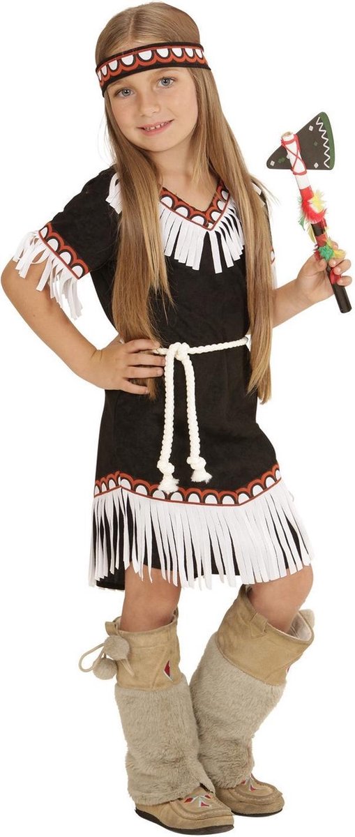 Zwart indianen kostuum voor meisjes - Kinderkostuums - 146/152