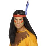 Zwarte indianen pruik met hoofdband voor volwassenen -