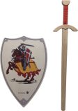 roofridder zwaard met ridderschild Ridder te paard kinderzwaard ridderzwaard schild ridder houtenzwaard