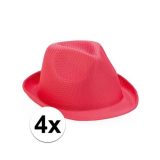 4x Roze trilby hoedjes voor volwassenen -