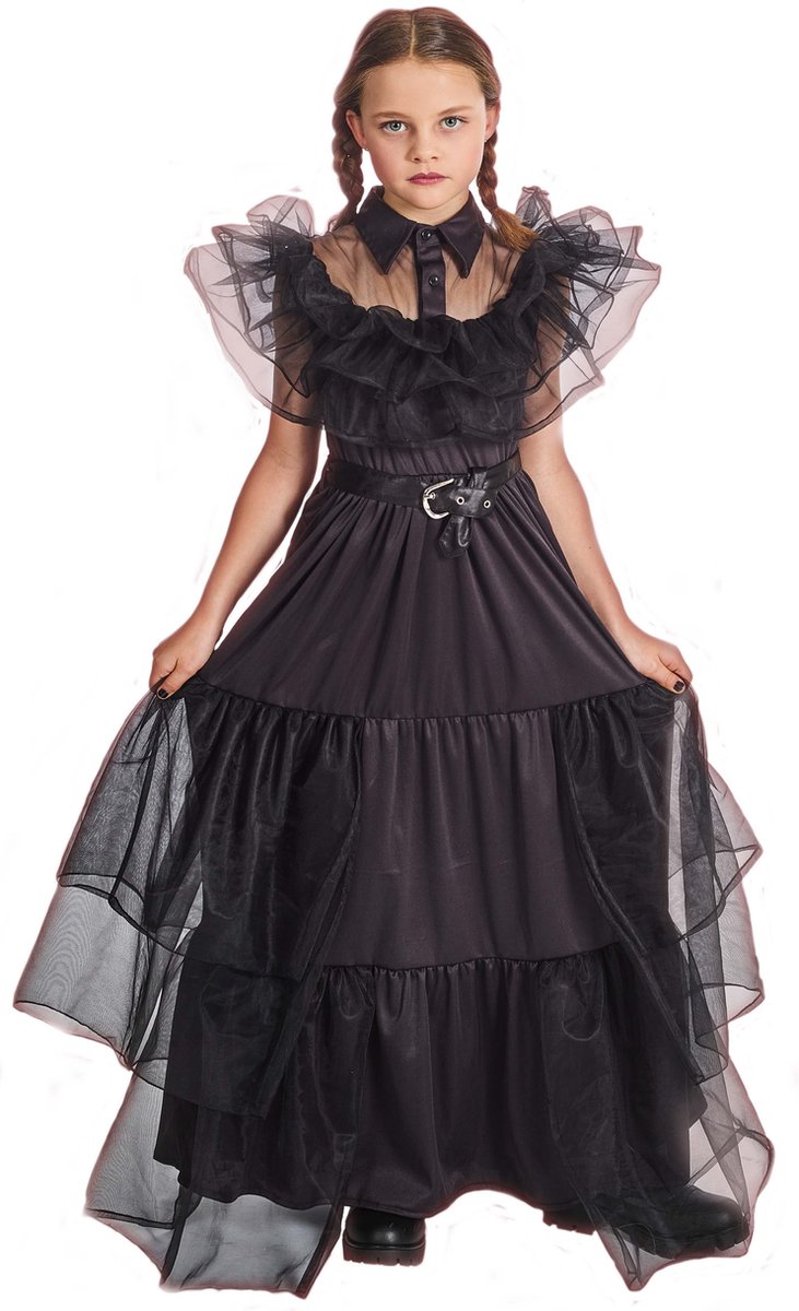 Baljurk wednesday voor kinderen - meisjes maat 152 - halloween kleding