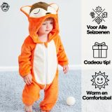 BoefieBoef Foxy Fox Dieren Kinder Onesies voor Baby's en Dreumes: ideaal Baby / Peuter kruippak, pyjama, romper, of verkleedkostuum Stijl & Comfort Oranje