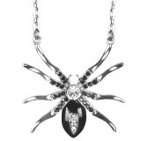 Boland Carnaval/verkleed accessoires Heksen/halloween sieraden - ketting met Spin - zilver/zwart -