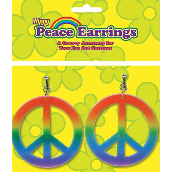 Carnaval Sixties/Hippie/Flower Power Peace oorbellen -