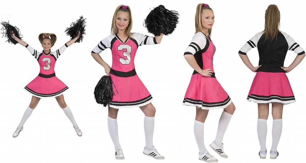 Cheerfull Cheerleader jurkje roze dames - Maat 48/50