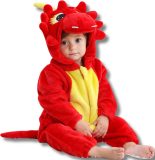 Draak Rood Dieren Onesie voor Baby & Peuter: Zachte Flanel Jumpsuit, Pyjama & Romper - Veilig & Comfortabel voor Kinderen 6 tot 18 maanden