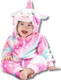 Eenhoorn Kleur Dieren Onesie voor Baby & Peuter: Zachte Flanel Jumpsuit, Pyjama & Romper - Veilig & Comfortabel voor Kinderen 6 tot 18 maanden