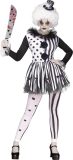 FUNWORLD - Wit en zwart killer clown kostuum voor dames - M / L
