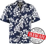 Hawaii Blouse Mannen - Shirt - Hemd - 100% Katoen - Overhemd Heren Korte Mouw - Made in Hawaii "Hawaii Bloemen Blauw" Maat XXXL