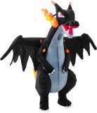 KIMU® Opblaas Kostuum Zwarte Draak - Opblaasbaar Pak - Drakenpak Mascotte Opblaaspak - Opblaasbare Dragon Volwassenen Dames Heren Festival