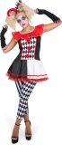 Karnival Costumes Joker Harlekijn Kostuum Dames Carnavalskleding Dames Carnaval - Polyester - Maat L - 4-Delig Jurk/Leggings/Handschoenen/Hoofdband