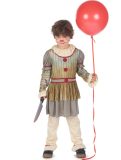LUCIDA - Angstaanjagende clown vermomming grijs jongen - M 122/128 (7-9 jaar)