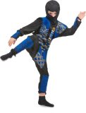 LUCIDA - Blauw ninja kostuum voor jongens - S 110/122 (4-6 jaar)