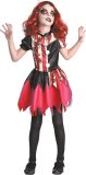LUCIDA - Bloederig rood en zwart clown kostuum voor meisjes - M 122/128 (7-9 jaar)