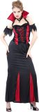 LUCIDA - Lange vampieren jurk voor dames zwart en rood
