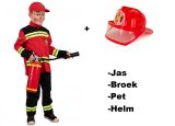 Luxe Brandweer man kostuum rood mt.116 - Jas broek pet en helm - KIDS - Brandweerman verjaardag thema feest