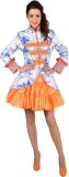 Magic By Freddy's - 100% NL & Oranje Kostuum - De Groeten Uit Delft Jas Vrouw - Blauw, Oranje - Large - Carnavalskleding - Verkleedkleding