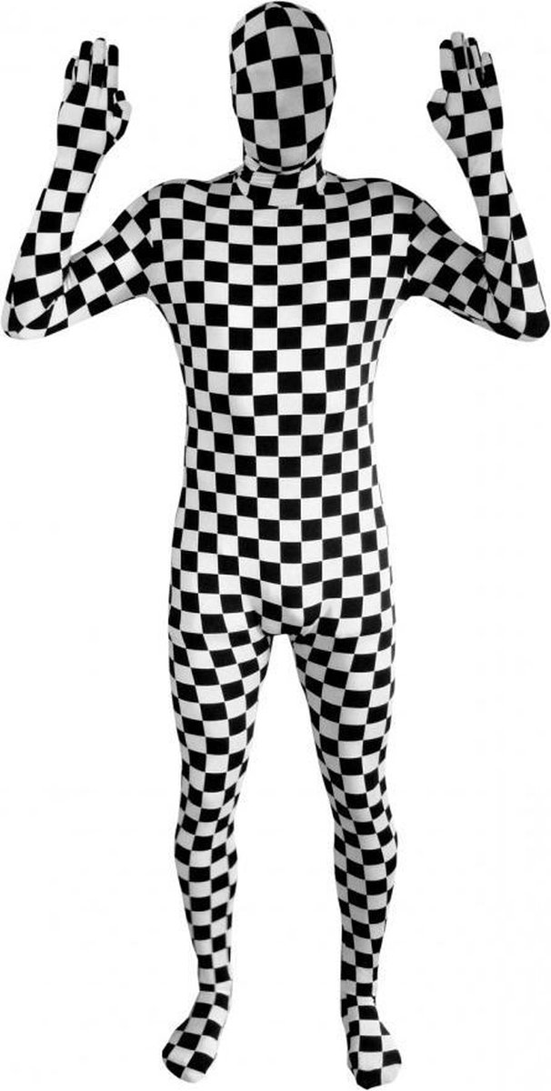 Morphsuits™ Bw Check Morphsuit - SecondSkin - Verkleedkleding - 176/184 cm
