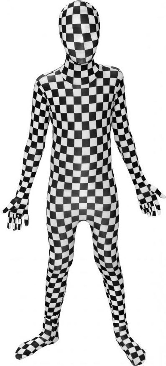 Morphsuits™ Kids Bw Check - SecondSkin - Verkleedkleding - 105/119