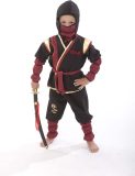 Ninja Kostuum Zwart/Goud/Rood Kind - Maat 104-116