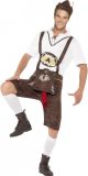 Oktoberfest Bruine funny Tiroler lederhosen kostuum/broek met bratwurst voor heren - Carnavalskleding Oktoberfest/bierfeest grappige verkleedoutfit 56/58