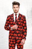 OppoSuits King of Hearts - Mannen Kostuum - Rood - Carnaval - Maat 52
