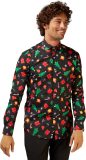 OppoSuits SHIRT LS Christmas Icons Black - Heren Overhemd - Kerstshirt - Zwart - Maat XL
