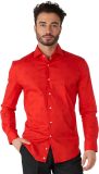 OppoSuits SHIRT LS Christmas Icons Red - Heren Overhemd - Kerstshirt - Rood - Maat M