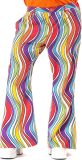 Original Replicas - Hippie Kostuum - Jaren 60 Regenboog Flower Power Hippie Festival Broek Man - Multicolor - Extra Small - Carnavalskleding - Verkleedkleding