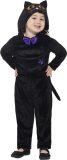 SMIFFYS - Fluweelachtige zwarte kat outfit voor kinderen - 84/90 (1-2 jaar) - Kinderkostuums