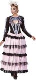 Smiffy's - Spaans & Mexicaans Kostuum - Senorita De Los Muertos - Vrouw - Roze, Zwart - Medium - Halloween - Verkleedkleding