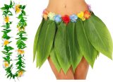 Toppers - Hawaii verkleed rokje en bloemenkrans - volwassenen - groen - tropisch themafeest - hoela