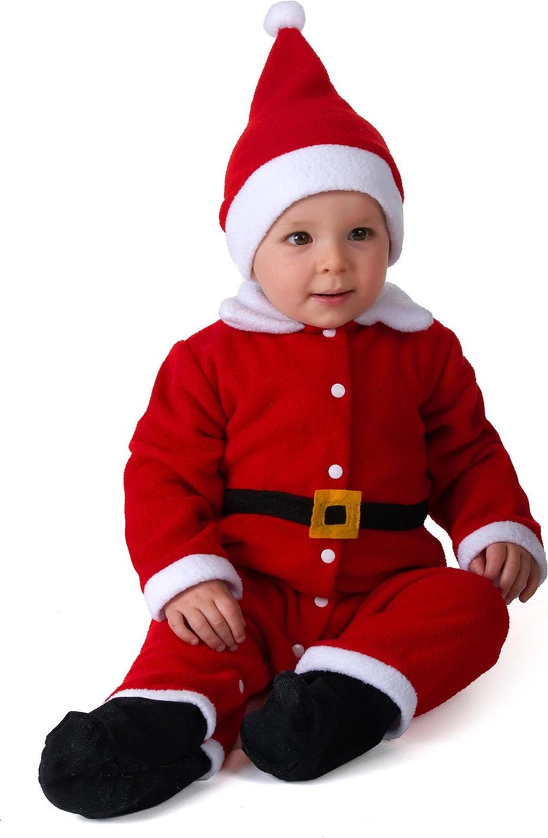 WELLY INTERNATIONAL - Klassiek wit en rood kerstman kostuum voor baby's - 74/80 (6-12 maanden)