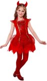 WIDMANN - Rode duivel jurk met haarband voor meisjes - 140 (8-10 jaar)