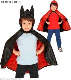Widmann - Batman & Robin Kostuum - Batman Of Spiderman Omkeerbare Cape Kind - Rood, Zwart - Maat 113 - Halloween - Verkleedkleding
