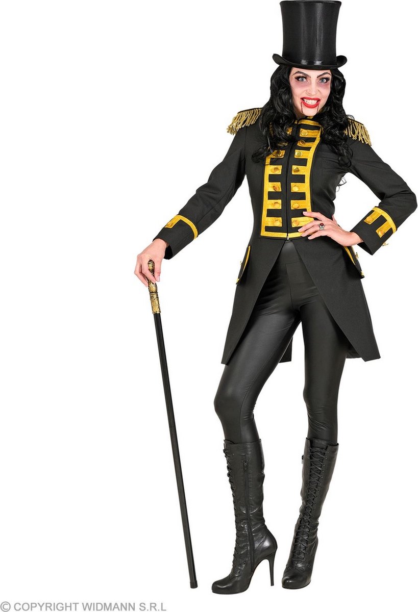 Widmann - Circus Kostuum - Statige Franse Parade Jas Zwart Vrouw - Zwart - XL - Halloween - Verkleedkleding