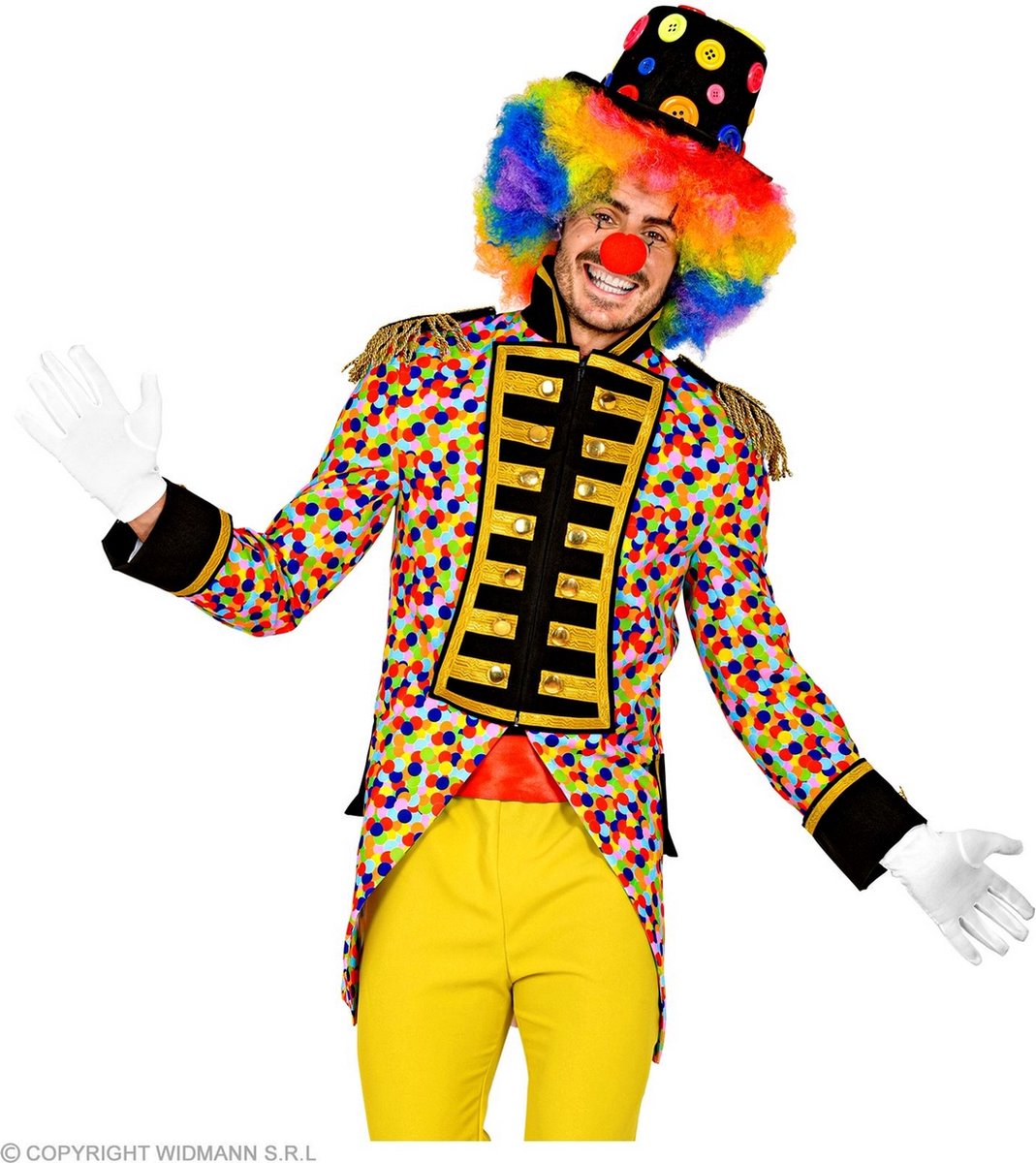 Widmann - Clown & Nar Kostuum - Confetti Feest Clown Slipjas Man - Multicolor - Large - Carnavalskleding - Verkleedkleding